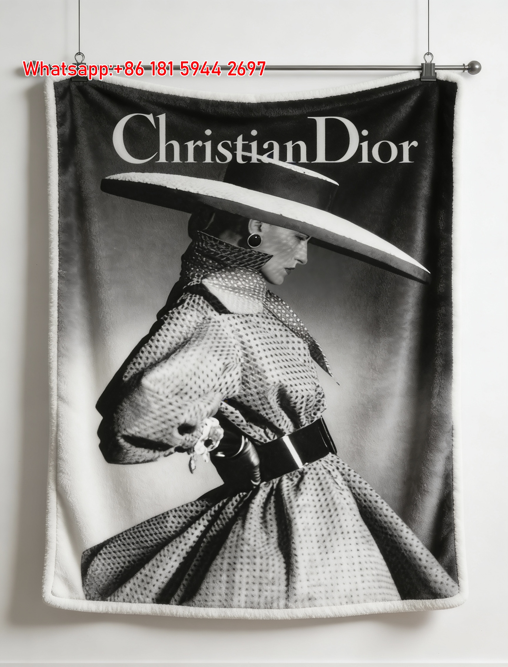 Christian Dior Vintage Fashion Flannel Sofa Throw Blanket D455